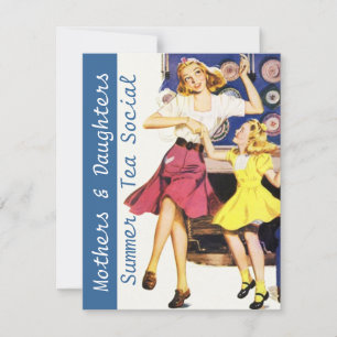 Retro Happy Mothers & Daughters Social Invitations