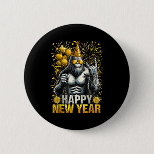 Retro Happy New Year 2026 Bigfoot Lovers New Years 6 Cm Round Badge