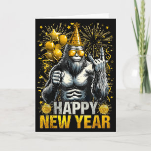 Retro Happy New Year 2026 Bigfoot Lovers New Years Card