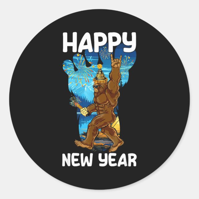Retro Happy New Year 2026 Bigfoot Lovers New Years Classic Round Sticker (Front)