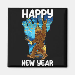 Retro Happy New Year 2026 Bigfoot Lovers New Years Magnet