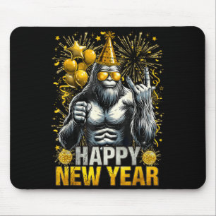 Retro Happy New Year 2026 Bigfoot Lovers New Years Mouse Mat