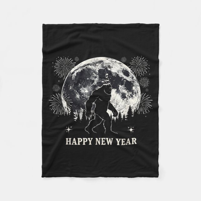 Retro Happy New Year 2026 Bigfoot Night New Years  Fleece Blanket (Front)