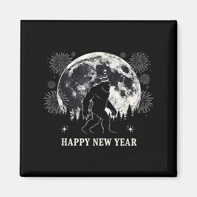 Retro Happy New Year 2026 Bigfoot Night New Years  Magnet (Front)