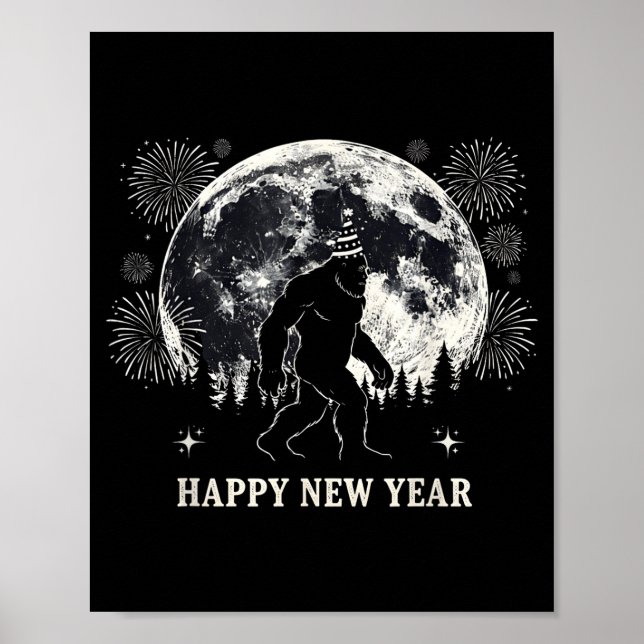 Retro Happy New Year 2026 Bigfoot Night New Years  Poster (Front)