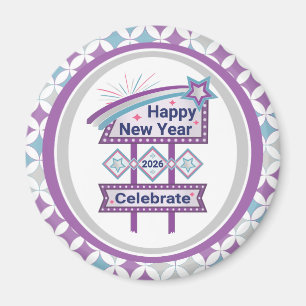 Retro Happy New Year Sign – Celebrate Marquee Magnet