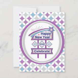 Retro Happy New Year Sign – Celebrate Marquee Postcard