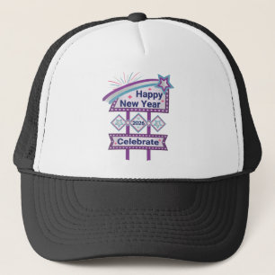 Retro Happy New Year Sign – Celebrate Marquee Trucker Hat