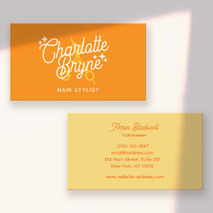 Retro Happy Orange Hair Stylist Scissors Business Card