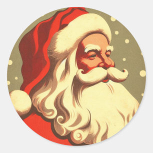 Retro Happy Santa Vintage Classic Round Sticker