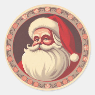 Retro Happy Santa Vintage Classic Round Sticker