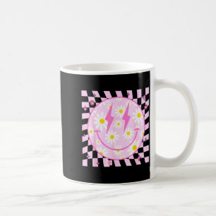 Retro Happy Smile Face Checkered Pattern Nk Daisy  Coffee Mug