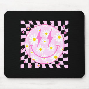 Retro Happy Smile Face Checkered Pattern Nk Daisy Mouse Mat