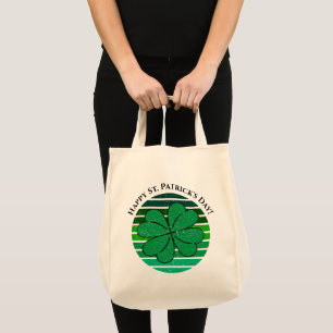 Retro Happy St. Patrick's Day Irish 4 Leaf Clover Tote Bag