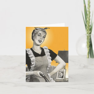 Retro Happy Suburban Homemaker Home Blank Cards