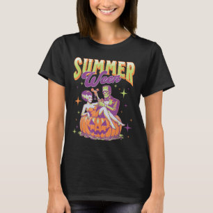 Retro Happy Summerween Funny Frankenstein Monster T-Shirt