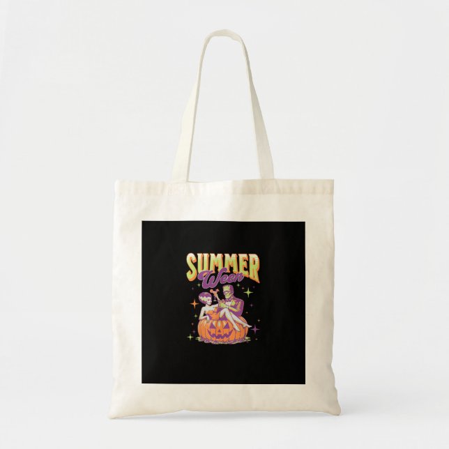 Retro Happy Summerween Funny Frankenstein Monster  Tote Bag (Front)