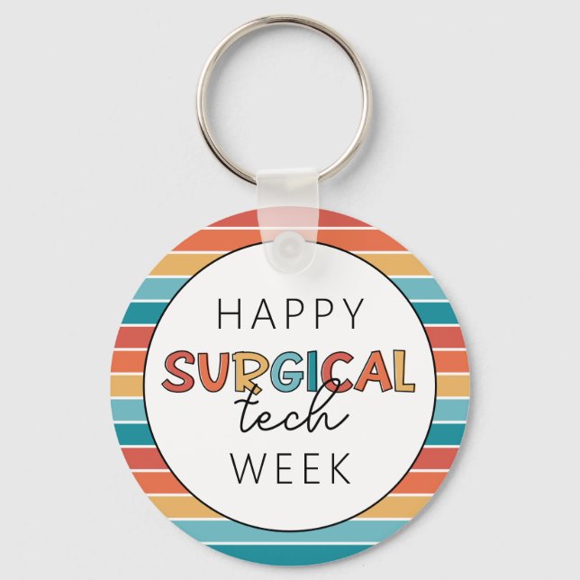 Retro Happy Surgical Tech Week Key Ring (Front)