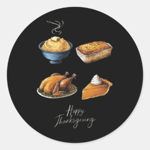 Retro Happy Thanksgiving Fall Pumpkin Pie Classic Round Sticker