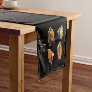 Retro Happy Thanksgiving Fall Pumpkin Pie Short Table Runner