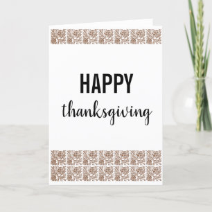 Retro Happy Thanksgiving White Blank Holiday Card