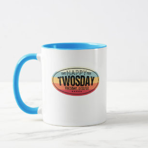 Retro Happy Twosday 2-22-22 Vintage Gift Mug