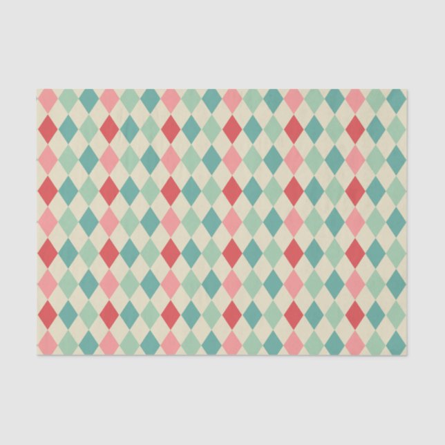 Retro Harlequin Geometric Pattern Tissue Paper (Front)