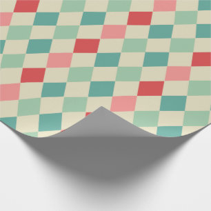 Retro Harlequin Geometric Pattern Wrapping Paper