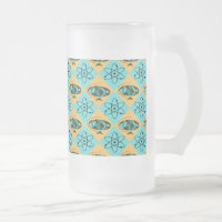 Retro Harlequin Globe Trotter Frosted Glass Mug