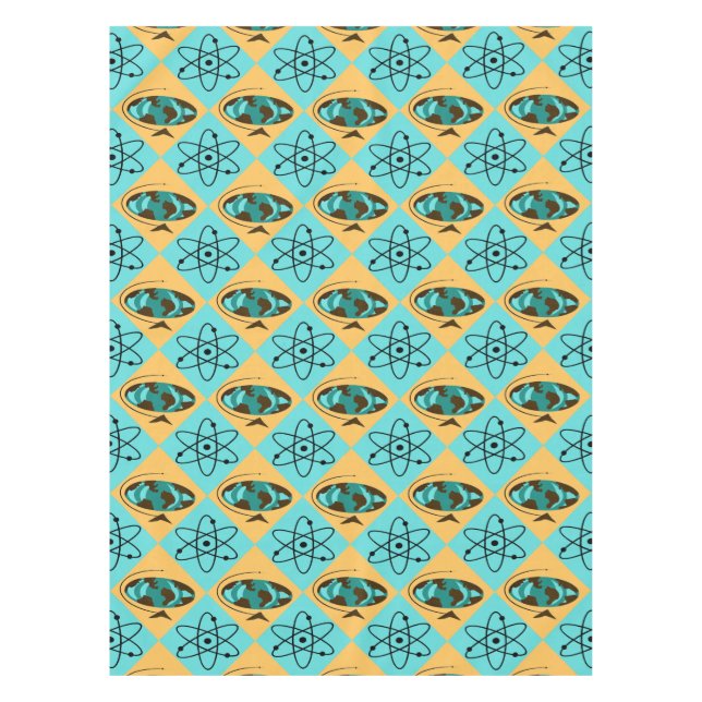 Retro Harlequin Globe Trotter Tablecloth (Front)