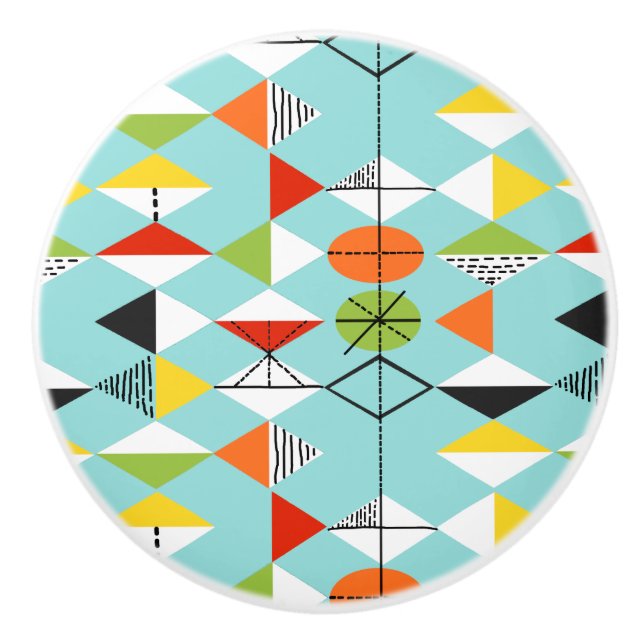 Retro Harlequin Pattern Ceramic Knob (Front)