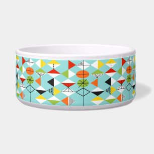 Retro Harlequin Pattern Dog Bowl