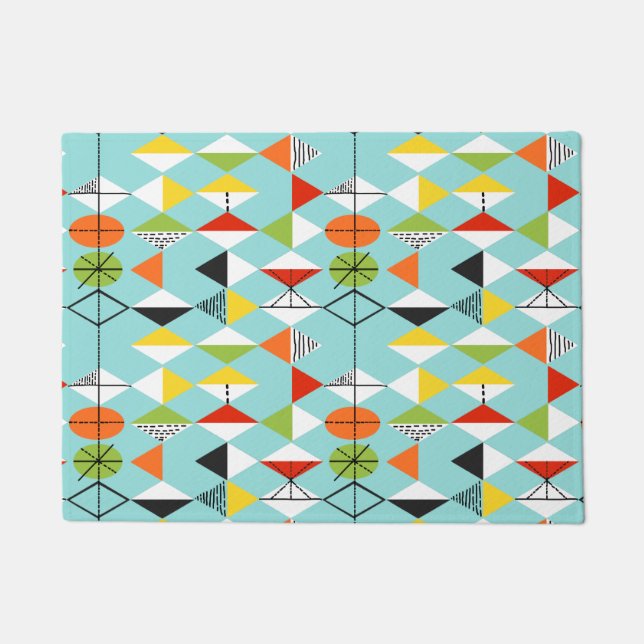 Retro Harlequin Pattern Door Mat (Front)