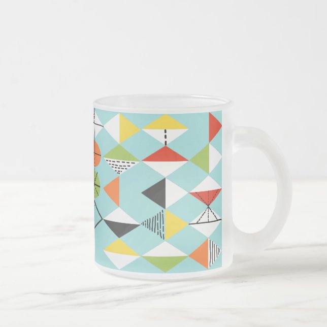 Retro Harlequin Pattern Frosted Glass Mug (Right)