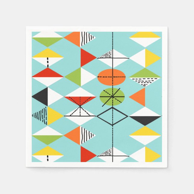 Retro Harlequin Pattern Paper Napkins (Front)