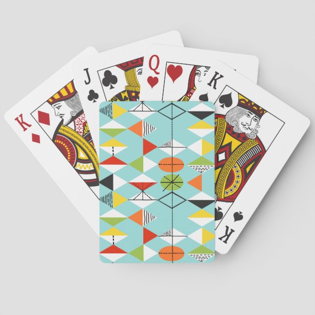 Retro Harlequin Pattern Playing Cards (Back)