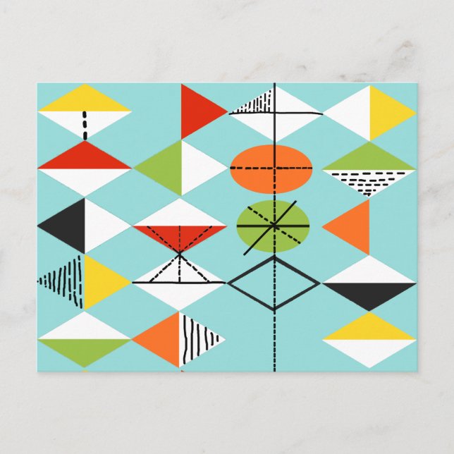 Retro Harlequin Pattern Postcard (Front)