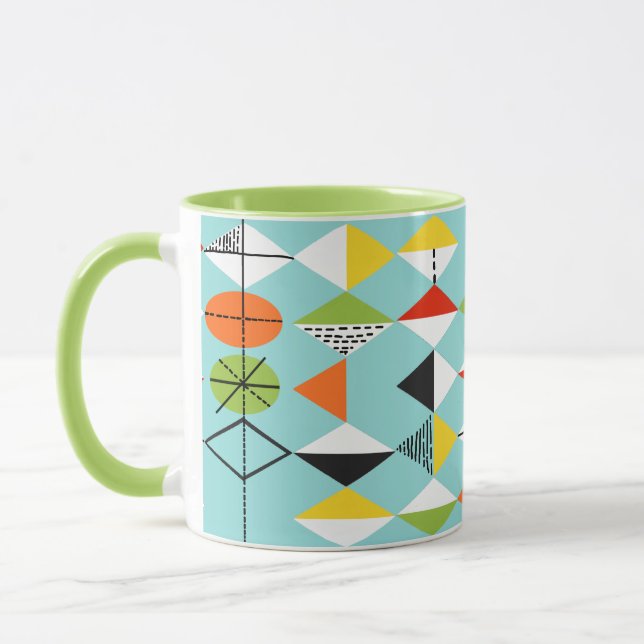 Retro Harlequin Pattern Ringer Mug (Left)