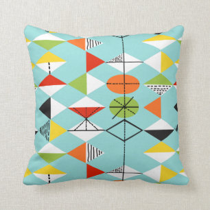 Retro Harlequin Pattern Throw Pillow