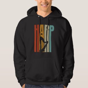Retro Harp  Cool Harp Player Hoodie