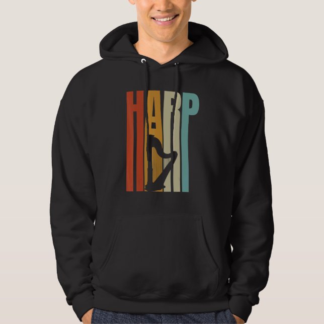 Retro Harp  Cool Harp Player Hoodie (Front)