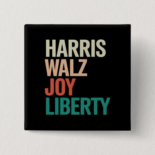 Retro Harris Waltz 2024 Harris Walz Joy Liberty 15 Cm Square Badge (Front)