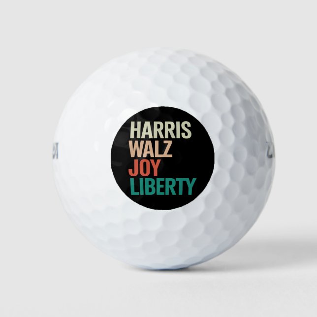 Retro Harris Waltz 2024 Harris Walz Joy Liberty Golf Balls (Front)