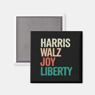 Retro Harris Waltz 2024 Harris Walz Joy Liberty Magnet