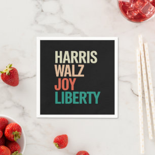 Retro Harris Waltz 2024 Harris Walz Joy Liberty Napkin