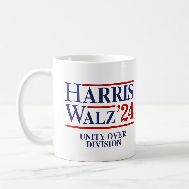Retro Harris Walz '24 - Unity over Division Coffee Mug (Left)