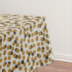 Retro Harvest Gold Mid-Century Dots Tablecloth