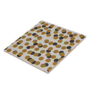 Retro Harvest Gold Mid-Century Dots Tile