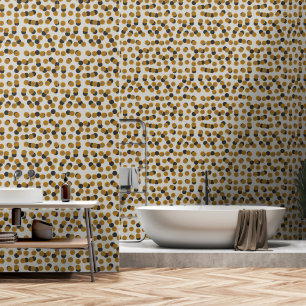 Retro Harvest Gold Mid-Century Dots Wallpaper
