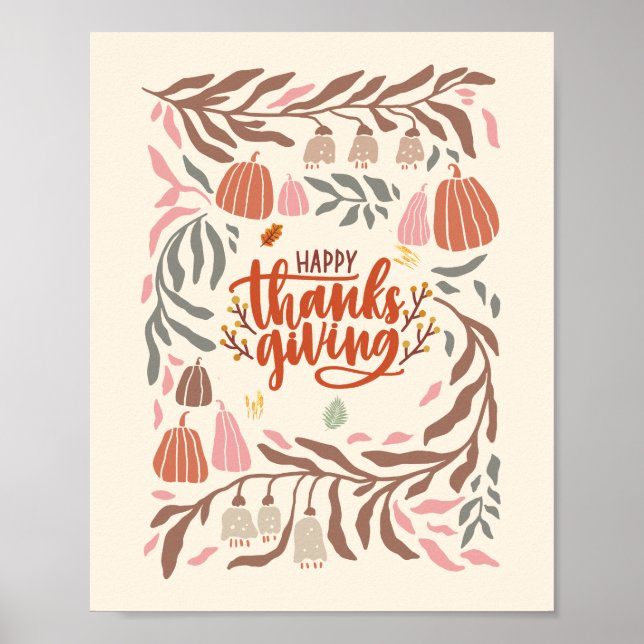 Retro Harvest Happy Thanksgiving  Poster (Front)